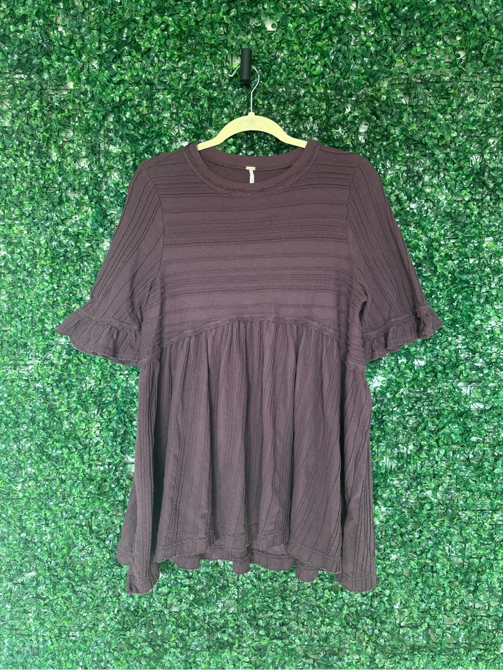 Free People Take a spin Black Honey Maroon Babydoll Tunic Top - Picture 3 of 7